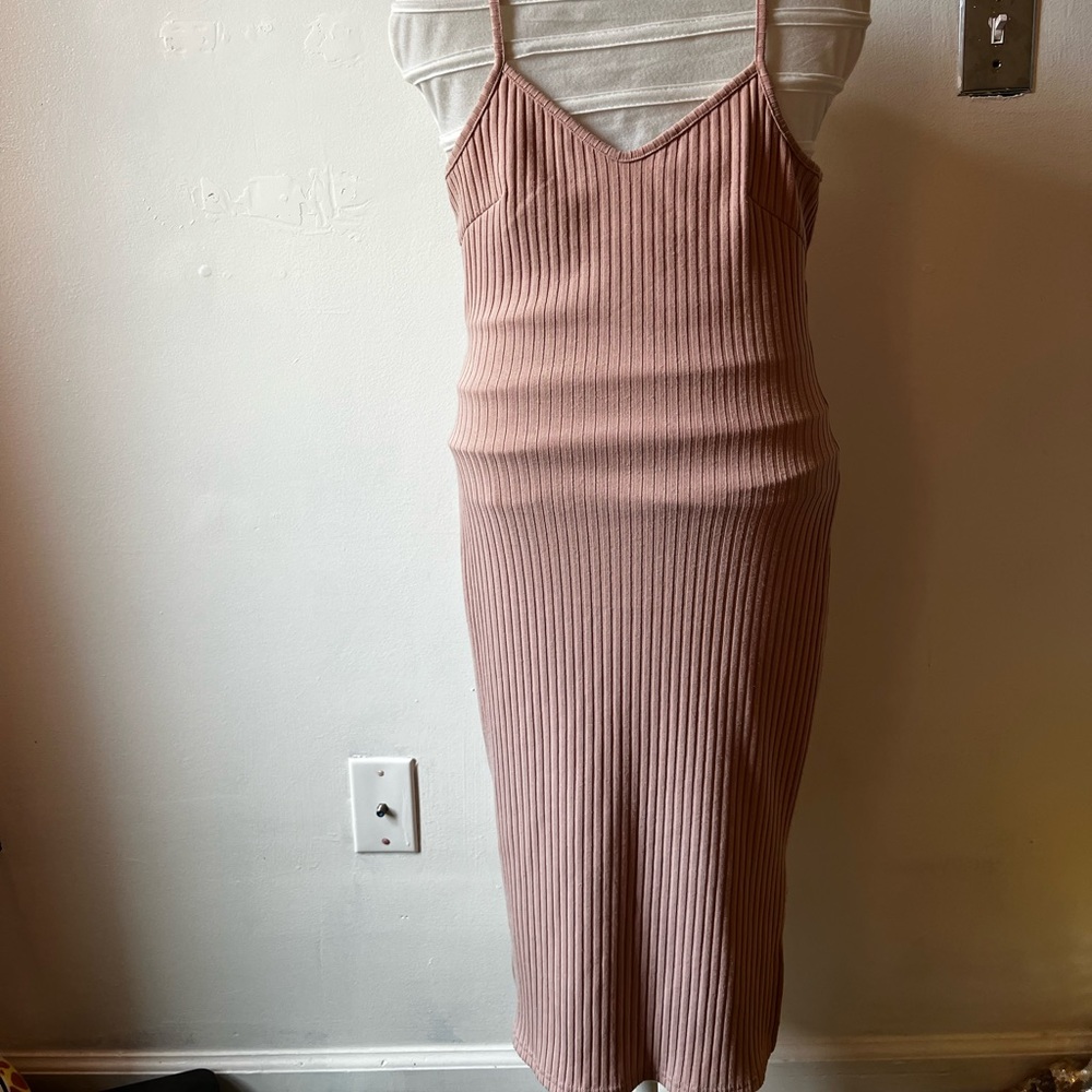 Pink long dress.